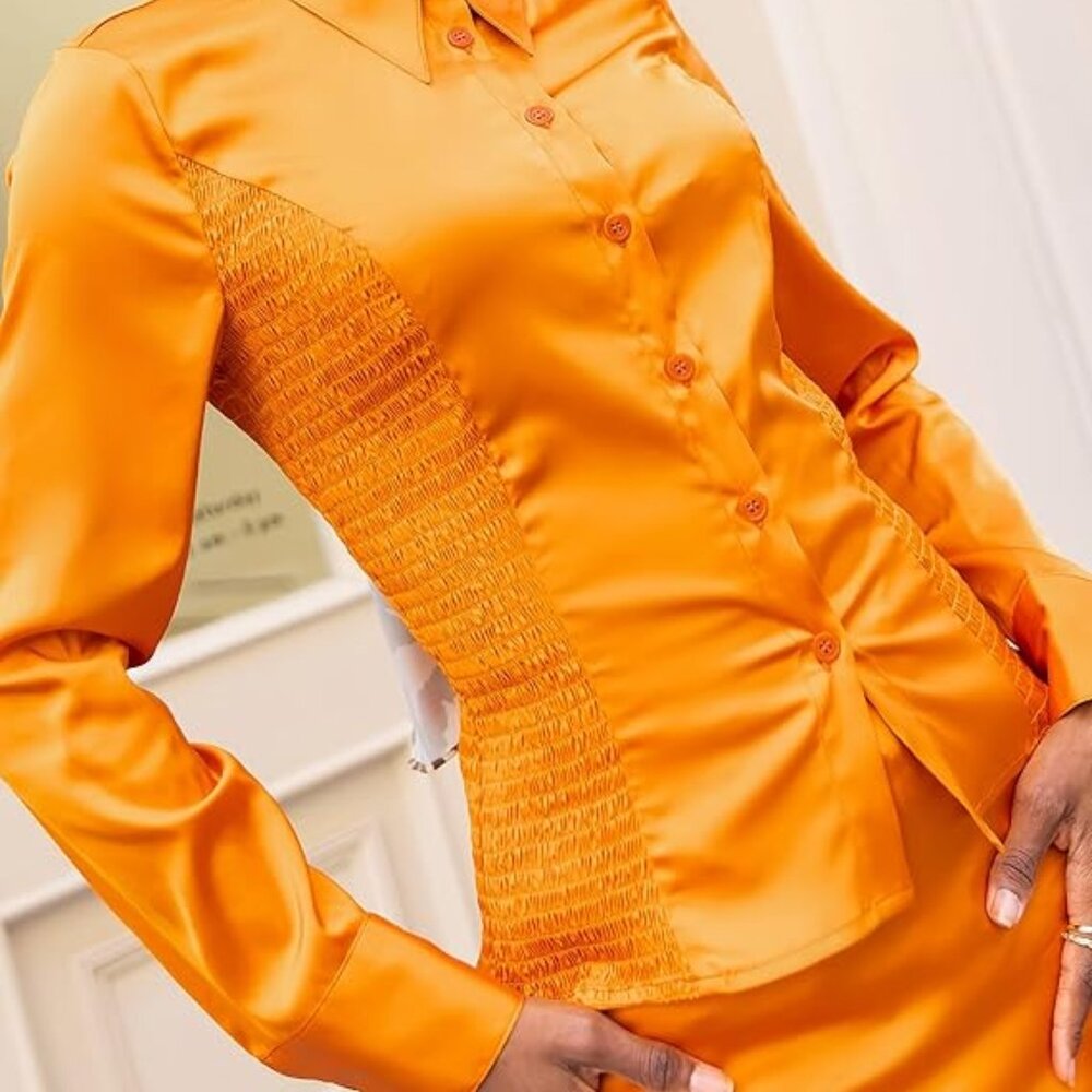 The Drop Women's Burnt Orange Button Down Shirt